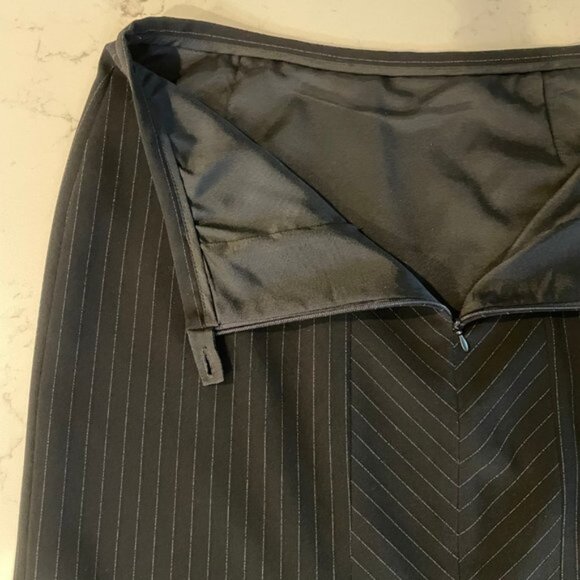 Armani Collezioni Designer Vtg Lined Pinstriped Pencil Skirt Black Cream Sz 8 - Picture 6 of 10